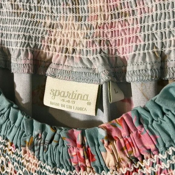 Spartina 449 Blue and Pink Ruffled Sleeve Blouse - Picture 6 of 8